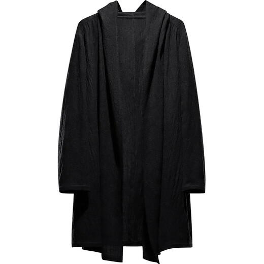 Guixin 2025 new style autumn men's elegant and easy hooded wool mid-length windbreaker 71% sheep wool black XL 180