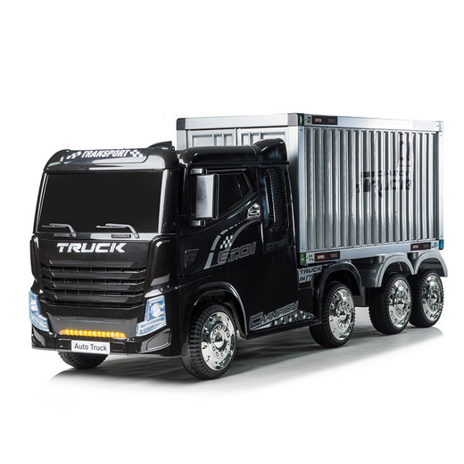 Jingxuan toy car 3-6 years old can drive and sit on children's electric car, large truck, container with remote control, four-wheel drive + wheel + leather seat + container red dual drive