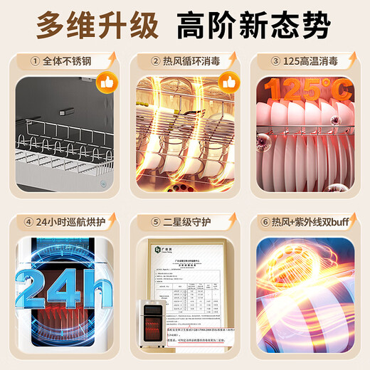 Vanward full cavity stainless steel 70 circulating hot air disinfection cabinet household 304 stainless steel vertical baby bottle two-star cupboard disinfection national subsidy ZTD80-BV1