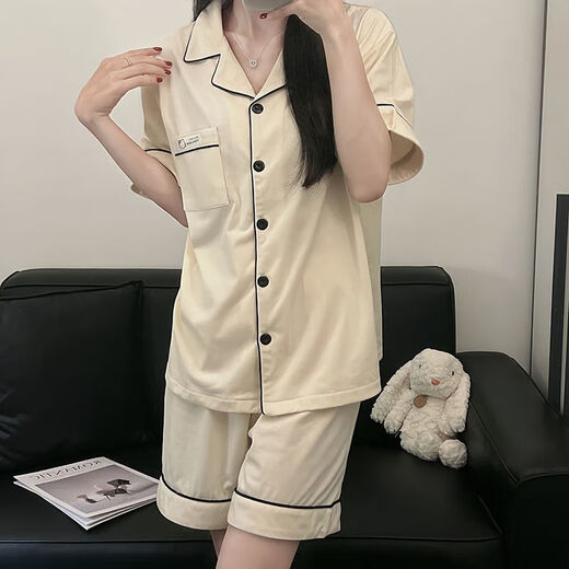
Modal Korean version simple solid color cotton pajamas women's short-sleeved shorts summer two-piece dormitory can wear home clothes set 9901# red M 80-100Jin [Jin equals 0.5 kg]