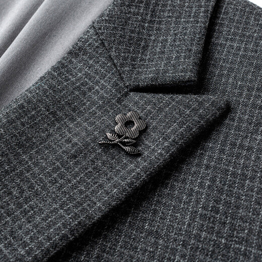 MONTAGUT spring and autumn men's double-breasted plaid suit business jacket crisp gray M /48