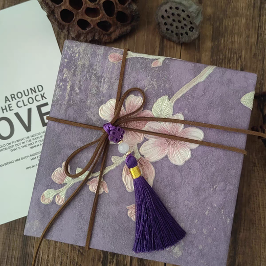 Chinese-style birthday and holiday gift wrapping paper, high-end retro large-size antique gift box, floral decorations, 2 pieces of Luoshen red paper + 10m leather cord + 1 random tassel