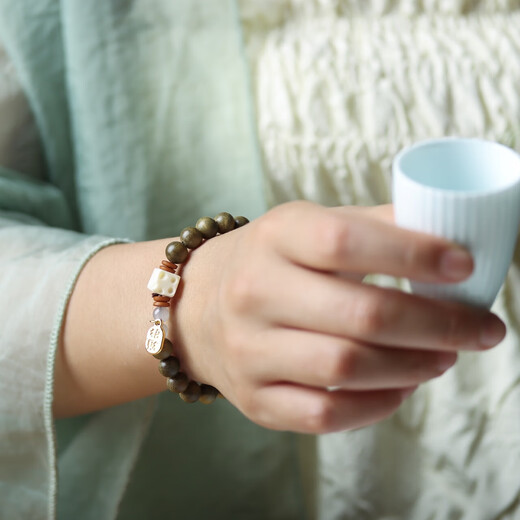 The fragrance of cheese brings wealth | Green sandalwood Wenwan bracelet bracelet Birthday gift Men and women accessories Valentine's Day gift Lucky cheese