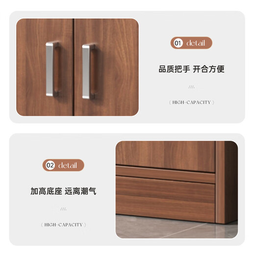 Conosu wine cabinet display cabinet light luxury high-end home living room multi-functional entrance cabinet wall-mounted floor-standing multi-layer storage locker recommended three doors wild oak color 120cm self-installation