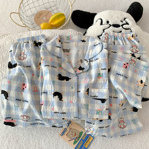 
Jingpufei HelloKitty summer cotton yarn pajamas three-piece set cute short-sleeved home clothes Yunduo Cotton-9905# Black Love Three-piece Set 2XL Women [Suggested 135-160Jin [Jin equals 0.5 kg]]