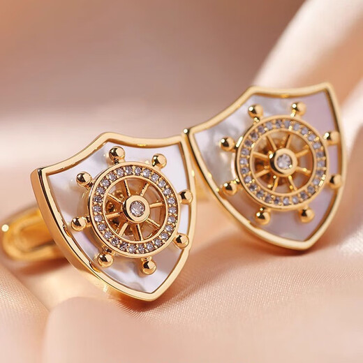 NOSSKISS扬帆起航轻奢袖扣男士高端可转动船舵定制生日袖口钉礼盒 扬帆起航