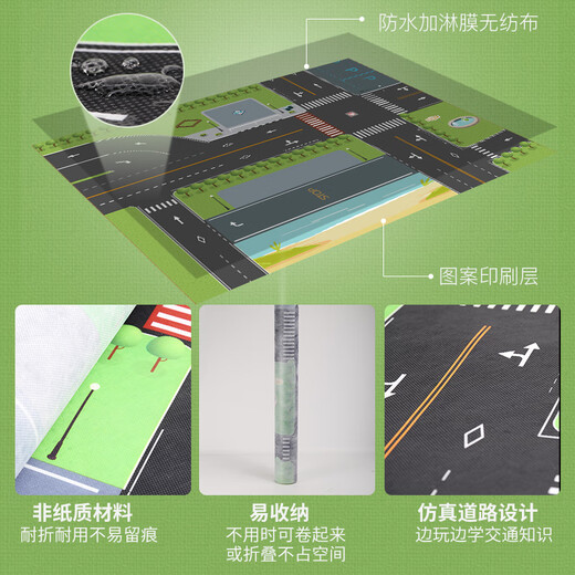 BABYMABO Children's Alloy Car Toy City Track Map Parking Lot Crawling Mat Basic Set Alloy Car 12 Pack_+City