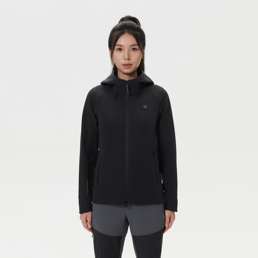 KOLON SPORT/Kolon Wind Ridge Graphene Soft Shell Jacket Women's Outdoor Sports Water-Repellent Anti-static Windproof Jacket LKJK5WNT04-BK Black M 165/88A
