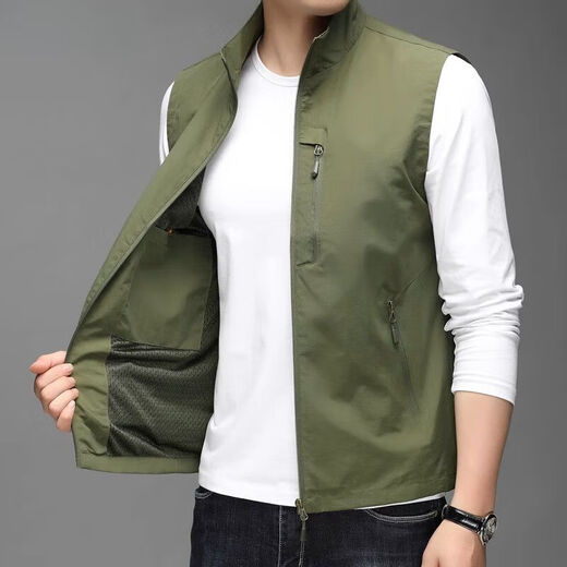 
Classic Car (LAOYECHE) Spring and Summer Vest Stand Collar Outdoor Trend Leisure Sports Fishing Vest Workwear Vest Men's Quick Dry Jacket 686 Blue M