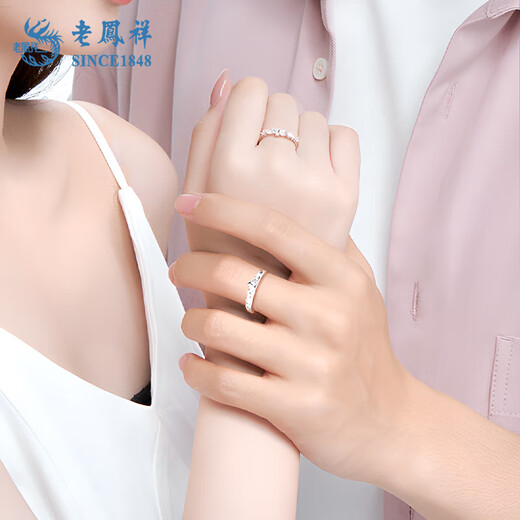 Lao Fengxiang Little Prince and Rose Sterling Silver Couple Ring Niche Design Ring Birthday Gift Valentine’s Day for Girlfriend Little Prince and Rose Female Ring Brand Gift Box