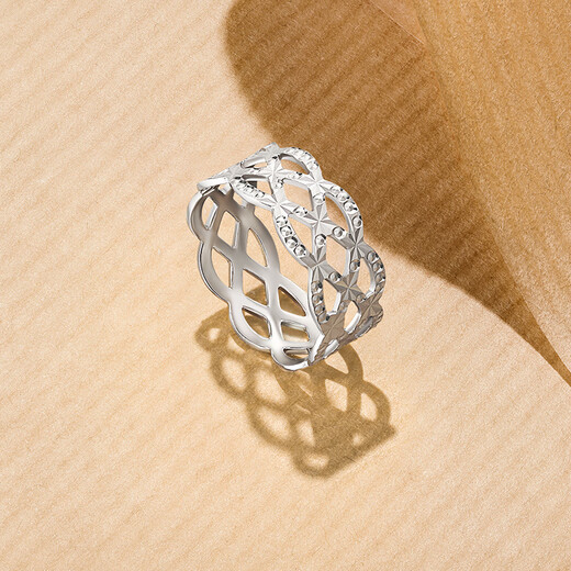 ZLF platinum ring for women PT950 fashionable hollow braided wide version ring T 12-2.65g