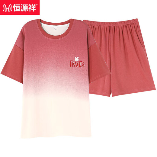 恒源祥纯棉睡衣女套装短袖学生全棉可外出门夏天小个子家居服套装 Y9856 M 【75-95斤穿】