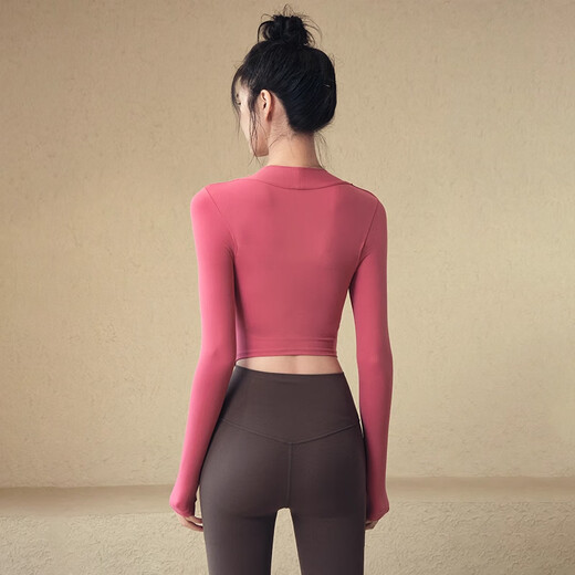 ACKDCS yoga clothes with chest pads for women, tight slimming sports long-sleeved slim tops, running fitness Pilates training clothes