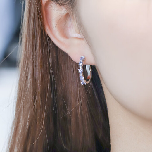 GEM STONE KING 1.82 carat tanzanite earrings for women 925 silver group inlaid with colorful gems full of diamond earrings for women as gifts for girlfriends