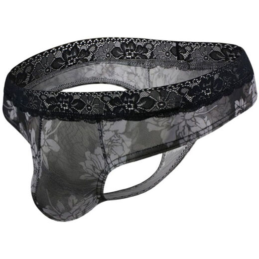 Dayu (DAYU) Dayu sexy men's underwear transparent thong low-waist sexy slim ice silk breathable men's shorts convex T-pants royal blue XL