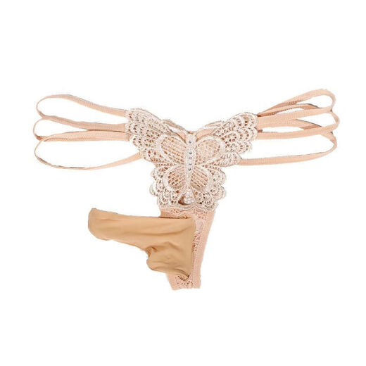 Japanese sexy thong men's jj set with butterfly pattern sexy one piece lace underwear low waist large size royal blue with balls