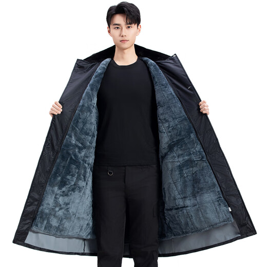 Qingzang Bear Q, ZANGBEAR military coat men's winter velvet thickened long cold storage cold storage security labor protection cotton coat Northeast Army winter coat extra long 128cm with reflective strips - detachable liner hat one size fits all (120-200Jin Jin is equal to 0.5 kg)