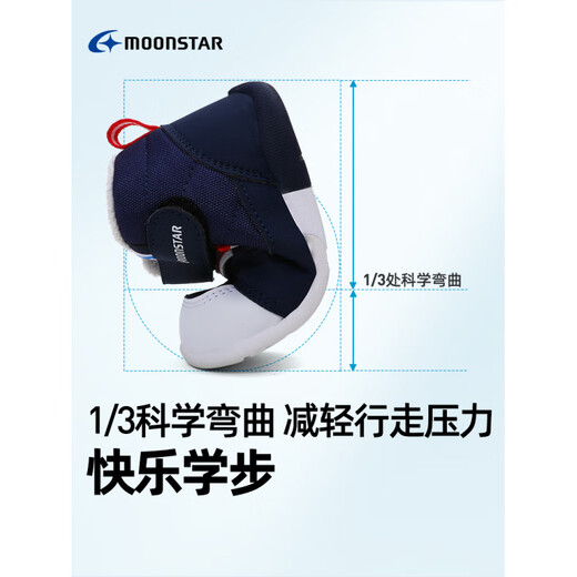 MOON STAR MOONSTAR fully velvet baby shoes 0-2 years old thickened functional toddler shoes for boys and girls warm large cotton shoes dark blue 12 cm inner length_suitable for feet around 11.5CM