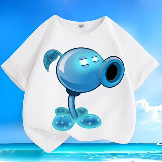Pflanze gegen Zombie Sommer Neue reine Baumwollmänner und Frauen kleine große mittelgroße Kinder Kurzarm runden Hals losen lässigen Top T-SL Green-KX724 Shooter 110 [Vorgeschlagene Höhe 100-110 cm]