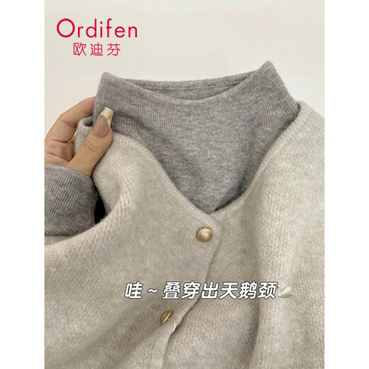Ordifen half turtleneck bottoming shirt for women, can be worn outside, foreign style autumn and winter soft and waxy long-sleeved advanced layered sweater, slim large size