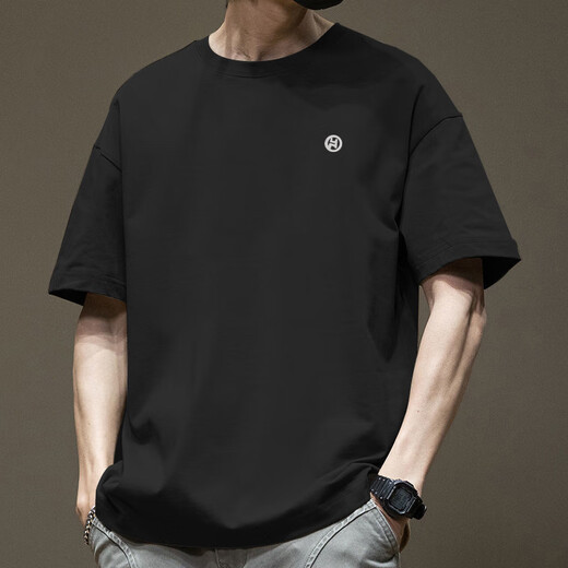 Juro por las camisetas de manga corta de Guangdong, camisetas de manga corta para hombres, camisetas americanas de moda en el cuello redondo de verano versátil Casual 2025 Nuevo puerto suelto White-1365 Short. Lleved- 2xl [sugerido 170-195Jin [Jin equivale a 0.5 kg]]]