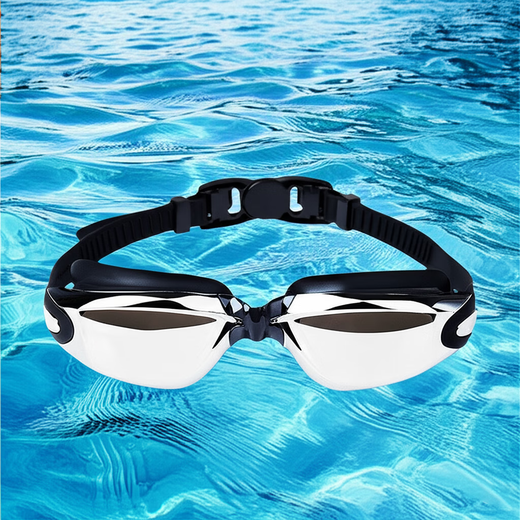 Electroplated high-definition anti-fog, popular style swimming goggles, silicone waterproof swimming goggles, eye protection goggles, essential for diving, essential for swimming, blue electroplating + black electroplating, free nose clip and earplugs