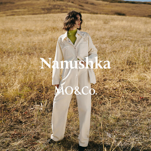 MO&Co. Nanushka designer joint shirt 2025 winter new retro Shu cotton corduroy MBE4SHT002 sand white M /165