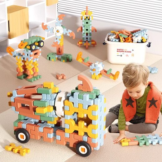 Children's large particle soft building block assembly toys for boys and girls intellectual development 3 years old 6 baby birthday gifts soft building blocks [158pcs] give frog bucket