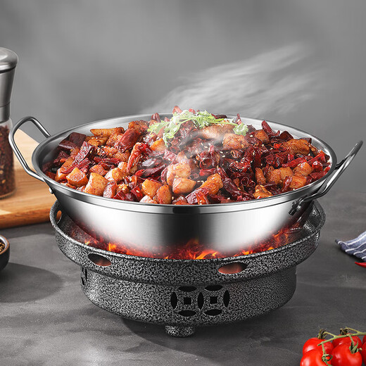 Alcohol stove small hot pot dry pot pot household windproof special stove solid alcohol pot pot high-end open stove 26cm dry pot (with lid) + solid wax + alcohol stove 22cm