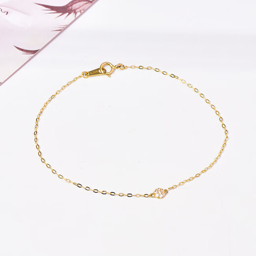 CAOX Korean 14K gold gold bracelet for women with diamond round cake extremely thin bracelet bracelet simple fashionable and simple length 17.2cm