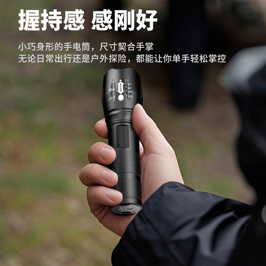 High-light zoom telescopic lighting night light long-range small double light source rechargeable emergency outdoor camping long-life lighting luxury model high brightness 300 mAh