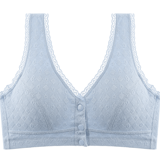 Yalu Middle-aged and Elderly Bra Women's Underwear with Chest Pad Removable Ringless Comfort Bra Vest Style Blue 3XL [135-145Jin[Jin equals 0.5 kg]]