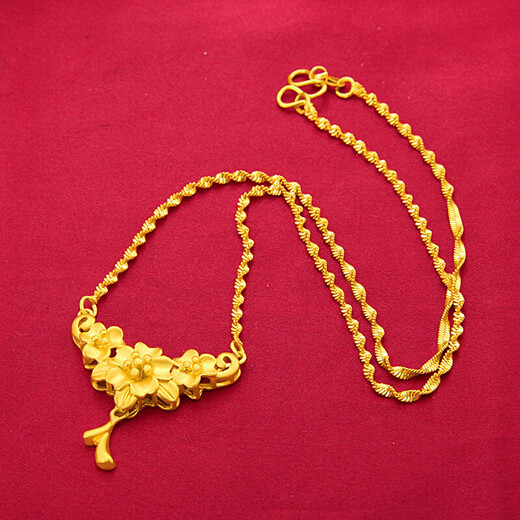 Vietnam alluvial gold vintage flower brass gold plated jewelry set alluvial gold necklace women's wedding accessories jewelry