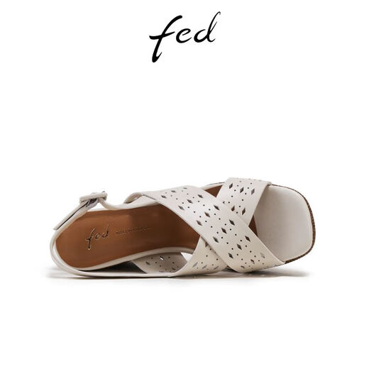 FED French sandals for women summer new women's shoes cross-strap heighten thick-soled sandals for women S0505-YAC265 beige 34