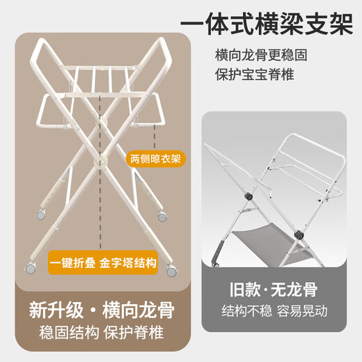 Habik Diaper Table, Baby Care Table, Multifunctional Foldable Baby Changing and Touching Table, Bathing and Newborn Diaper Changing, White Fawn-Castle Gray, Comfortable Style (Storage Basket + Clothes Drying Rod + Storage Rack)