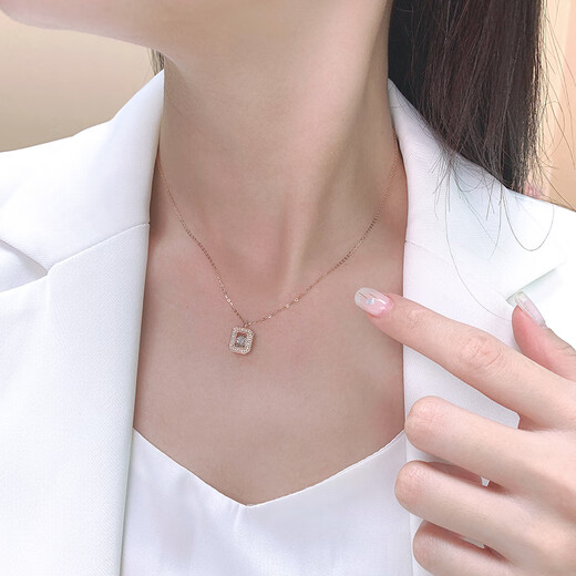 Chuansen 18K rose gold diamond necklace, perfume bottle, smart masonry pendant, natural real diamond colored gold pendant, not graded below 20 points, rose gold, total 11 points, diamond (single pendant) F-G