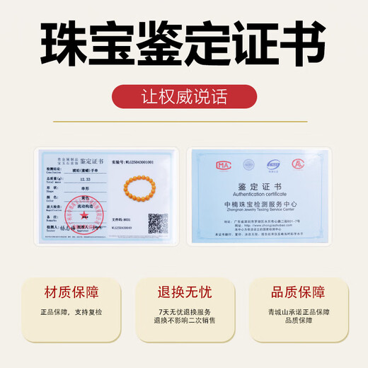 Qingchengshan Cultural and Creative Chicken Oil Yellow Beeswax Bracelet Natural Fidelity Ring Large Bead Diameter Amber Buddha Bead Bracelet Birthday Gift 10mm Chicken Oil Yellow Beeswax Bracelet