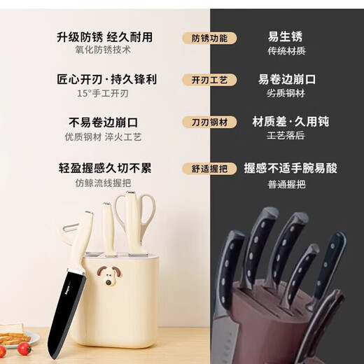 Bayco kitchen knife nine-piece knife set scissors peeling fruit knife shovel spoon baby food supplement kitchen complete set TZ19931