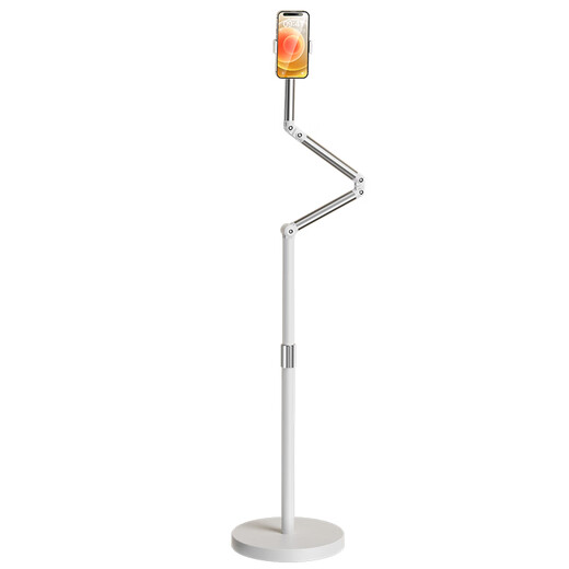 JIAHUACAI three robotic arms, dedicated bracket for live broadcast mobile phones, floor-standing overhead shooting mobile phone stand, shooting mirror live broadcast stand with radiator, multi-functional video shooting stand, ipad tablet support, three arms, radiator set, starlight white limited edition, for mobile phones