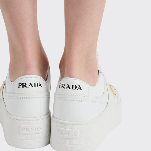 PRADA/Prada gift women's Downtown Bold thick-soled cow leather sneakers white 37