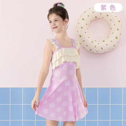 Girls' one-piece princess dress swimsuit split quick-drying skin-friendly cartoon seaside clothes 9859-Xueya One size [145-155CM, 60-70Jin[Jin equals 0.5 kg]]