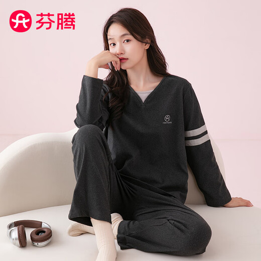 Fenton Pajamas Couple Anti-static German Velvet 2025 Autumn New Double-sided Velvet Sports Style Fake Two-piece Outerwear Home Clothes Set Carbon Gray-Women's M