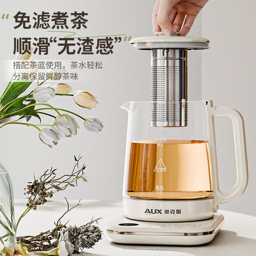 AUX Oaks Health Pot Tea Kettle Kettle Electric Kettle Kettle Constant Temperature Glass Flower Teapot Milk Warmer 24H Insulation 1.8L Home Office Small Milk White 304 Stainless Steel + Tea Leak 1.8L