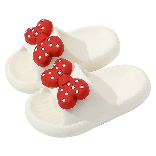 SANGJI Children's Slippers Summer Men's and Women's Indoor Home Bathroom Thickened Non-Slip Soft Soled Children's Slippers for Middle and Large Children Pink Bow 10.5 160 (Shoe Inner Length 15cm)