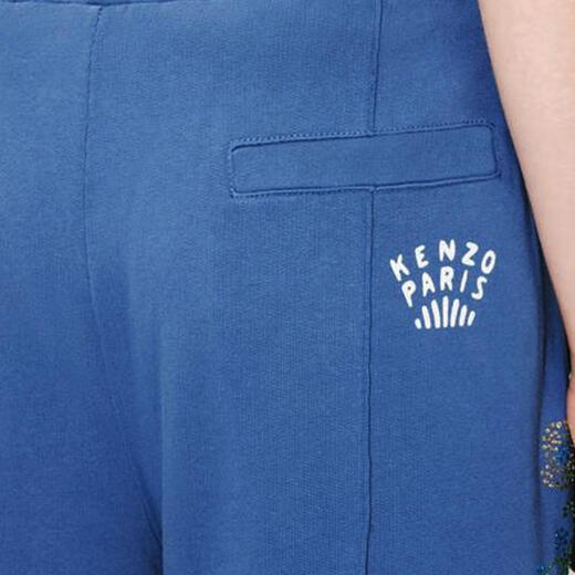 Kenzo Takada Logo Crystal Floral Crystal Embelli Pantalon Pantalon Cotton Pantalon FF52PA7374MF67 Bleu (67) XS