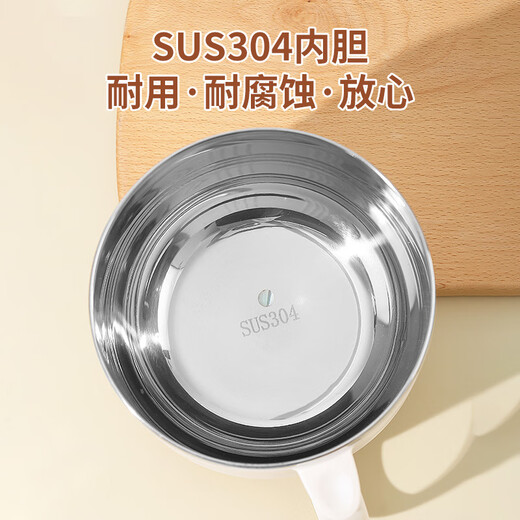 Screaming Liangpin canteen stainless steel lunch box for office workers, large-capacity rice bowl, student instant noodle bowl with lid, special for dormitory school, white 1.3L - free folding spoon and chopsticks