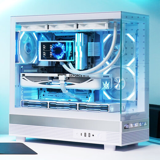 SAMA Jinghong screen display version white ATX sea view room gaming computer desktop case hardware status display/270 panoramic view/support 360 water cooling/9 fan positions/Type-C