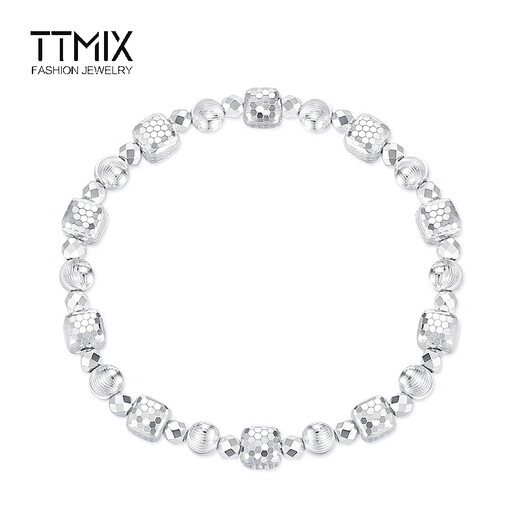 TTMIX elastic rope honeycomb platinum bracelet pt950 platinum bracelet women's laser beads platinum bracelet gold weight 18.32g thick 5.9mm