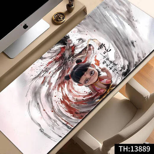 Mouse pad Nezha super large computer keyboard pad 2D mouse pad e-sports computer desk pad lock edge anti-slip 13882 born as a demon so what 1000x500x5mm