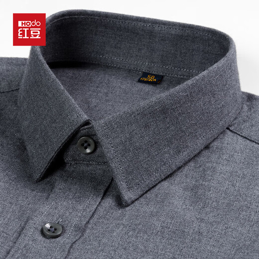 Red bean Xinjiang cotton autumn and winter square collar men's shirt middle-aged and elderly business home slim casual shirt warm dad wear PC2423 gray 52 (180/96A)